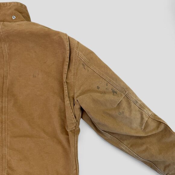 VTG Carhartt Fleece Lined Duck Jacket Distressed J164 CML Camel/Tan Size Large - Picture 11 of 11